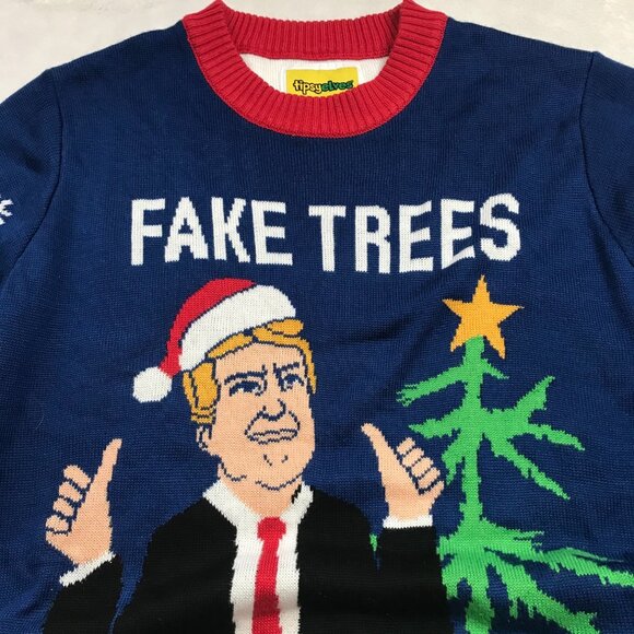 Tipsy Elves Donald Trump Ugly Christmas Sweater Unisex XXL Fake Trees MAGA USA - Picture 9 of 12